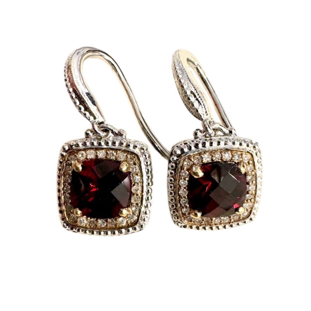 Sterling Silver Custom GPanther Drop Earrings with Small Diamonds